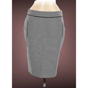 Philosophy Women Pencil Skirts Size 6 Black White Plaid High Rise Stretch Slit